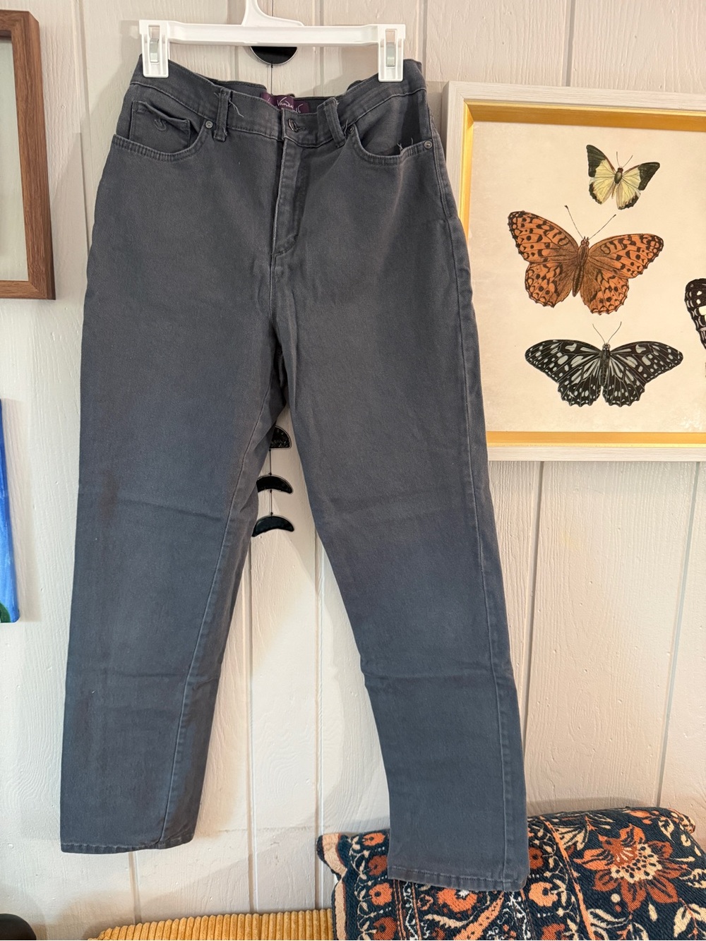 Gloria Vanderbilt Amanda High-Rise Straight Jeans — Charcoal Gray